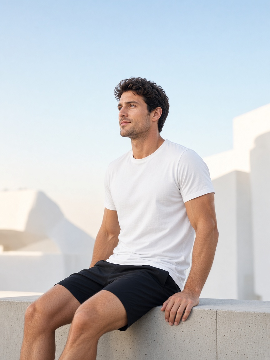 A man resting outdoors after a workout