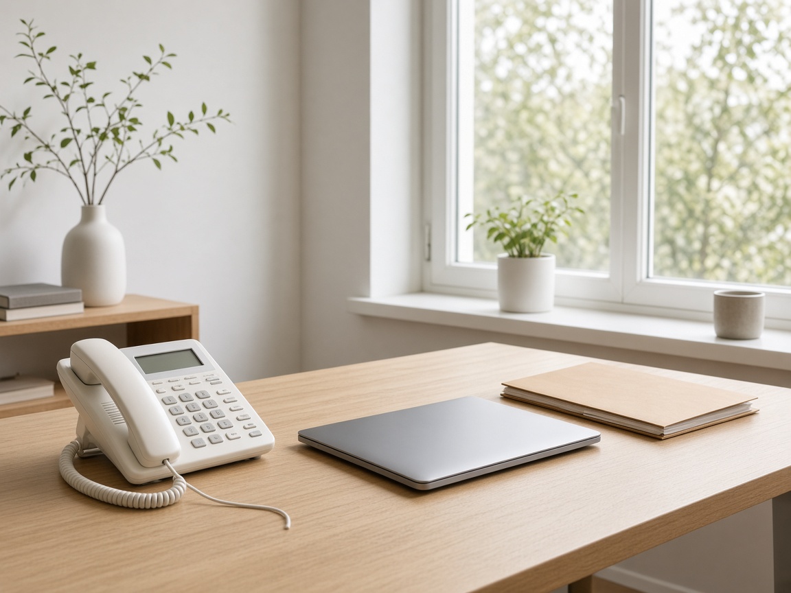 Placeholder: office phone and paperwork