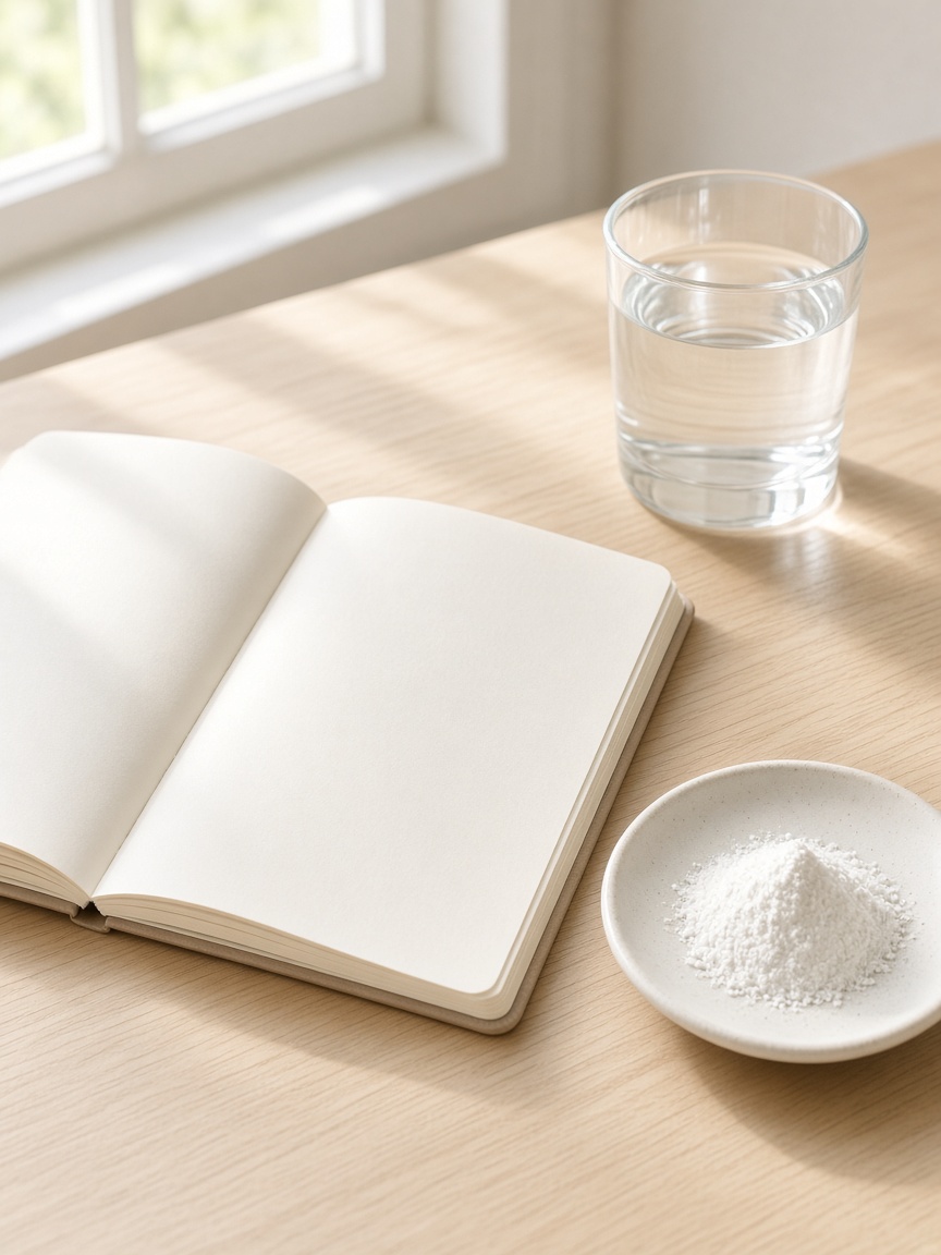 Placeholder: notebook and electrolyte powder